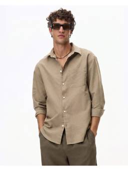 SILISOUL - Beige Men Linen Blend Premium Shirt