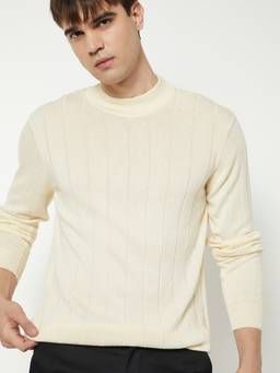 max - Cream Men Textured Sweater