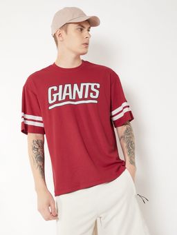 max - Red Men Oversized Printed T-Shirt
