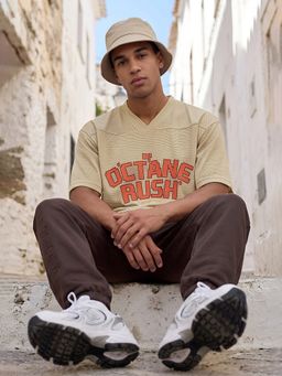 max - Beige Men Printed T-Shirt
