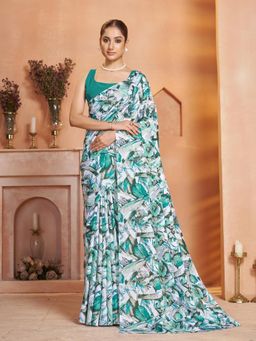 Garden VARELI - Multi-Color Floral Printed Art Silk Saree With Unstitched Blouse