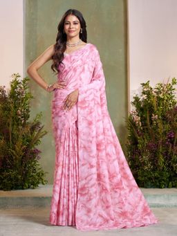 Garden VARELI - Pink Printed Saree With Unstitched Blouse