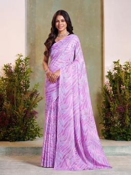 Garden VARELI - Pink Abstract Printed Saree With Unstitched Blouse