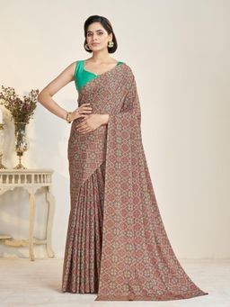 Garden VARELI - Pink Printed Saree Without Blouse