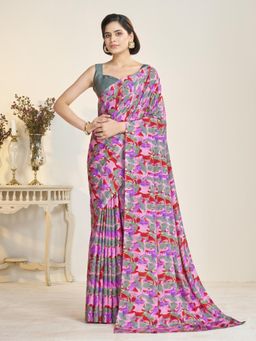 Garden VARELI - Purple Abstract Printed Saree With Unstitched Blouse