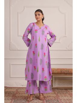 CRAFIQA - Women Mauve Floral Printed Co-Ord Set