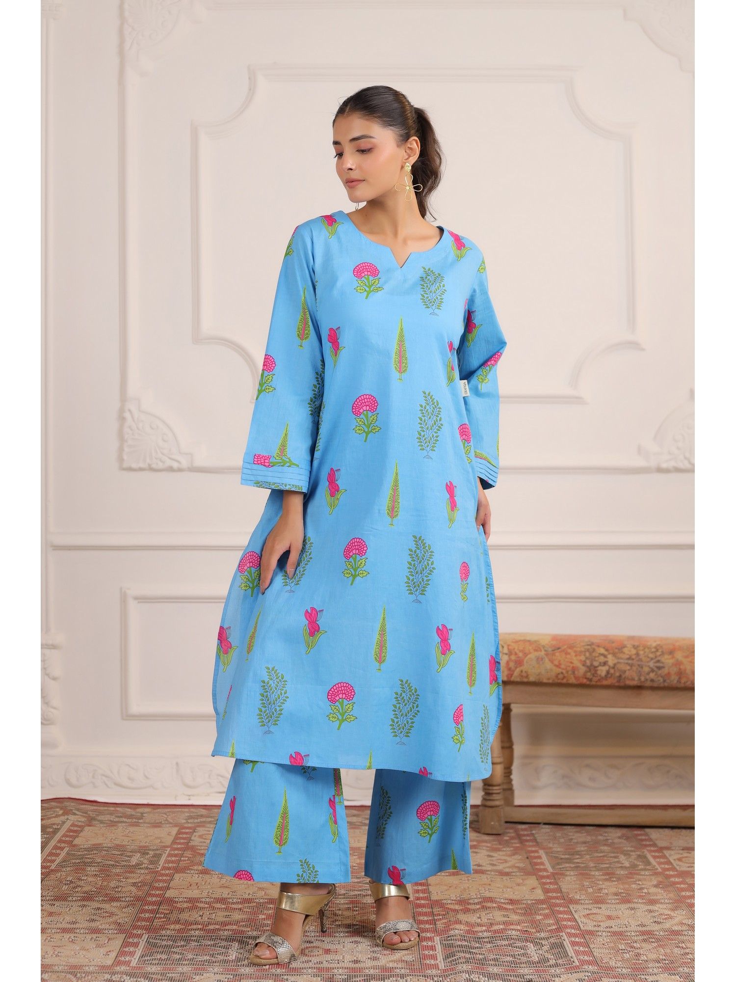 crafiqa Women S Blue Floral Printed Co-Ord Set-picture-29