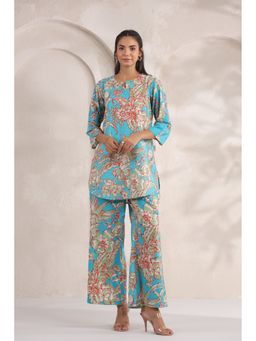 CRAFIQA - Women Blue Floral Printed Co-Ord Set