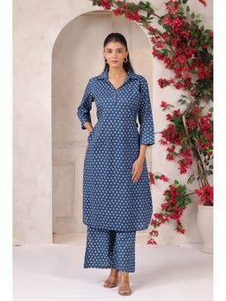CRAFIQA - Women Blue Floral Printed Co-Ord Set