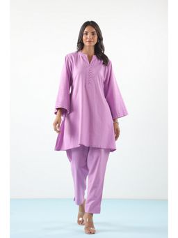 CRAFIQA - Women Lavender Solid Co-Ord Set