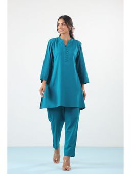 CRAFIQA - Women Blue Solid Co-Ord Set