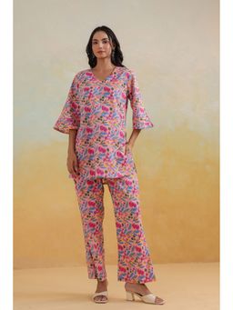 CRAFIQA - Women Pink Floral Printed Co-Ord Set