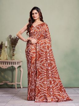 Garden VARELI - Maroon Printed Saree Without Blouse