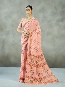 Garden VARELI - Peach Floral Printed Saree Without Blouse