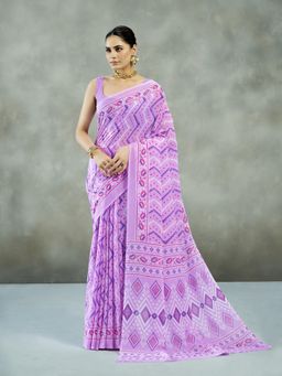 Garden VARELI - Purple Printed Saree Without Blouse