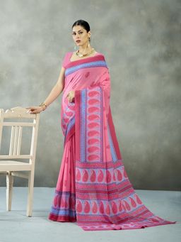 Garden VARELI - Pink Paisley Printed Saree Without Blouse