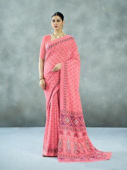 Garden VARELI - Pink Printed Saree Without Blouse