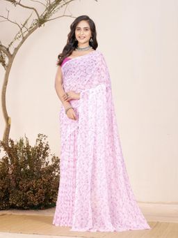 Garden VARELI - Pink Floral Printed Saree Without Blouse