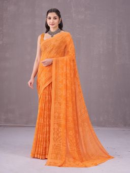 Garden VARELI - Orange Floral Printed Saree Without Blouse