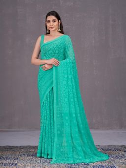 Garden VARELI - Green Printed Saree Without Blouse