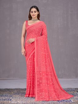 Garden VARELI - Pink Printed Saree Without Blouse