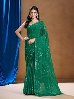 Garden VARELI - Green Printed Saree Without Blouse