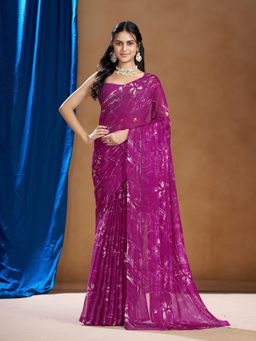 Garden VARELI - Magenta Printed Saree Without Blouse