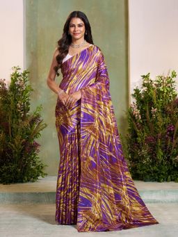 Garden VARELI - Purple Abstract Printed Saree Without Blouse