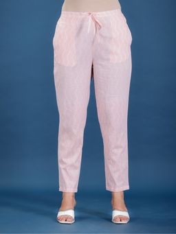 ARAMYA - Pink Soft Cotton Chevron Straight Pant