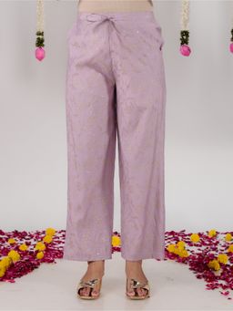 ARAMYA - Purple Roman Silk Gold Foil Pant