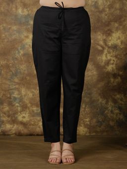 ARAMYA - Black Soft Cotton Solid Pant