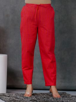 ARAMYA - Pink Soft Cotton Striped Pant