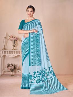 Garden VARELI - Blue Printed Saree Without Blouse