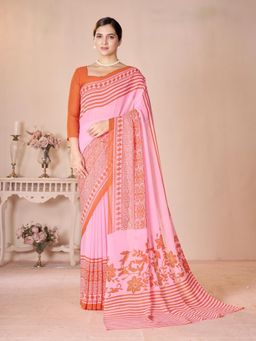 Garden VARELI - Pink Printed Saree Without Blouse