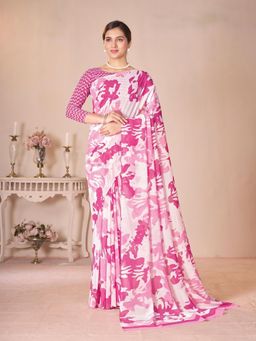 Garden VARELI - Pink Printed Saree Without Blouse
