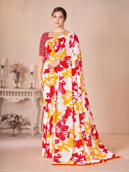Garden VARELI - Yellow Printed Saree With Unstitched Blouse