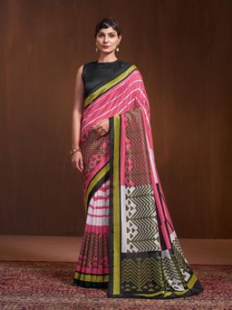 Garden VARELI - Pink Geometric Saree Without Blouse