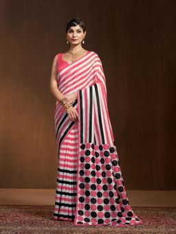 Garden VARELI - Pink Stripes Saree Without Blouse