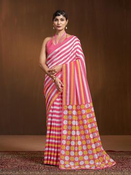 Garden VARELI - Pink Stripes Saree Without Blouse