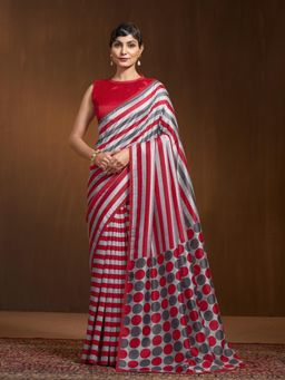 Garden VARELI - Red Stripes Saree Without Blouse