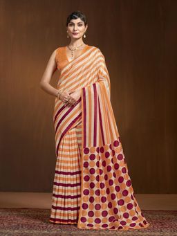 Garden VARELI - Yellow Stripes Saree Without Blouse