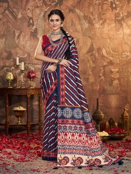 Garden VARELI - Blue Stripes Saree Without Blouse