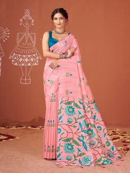Garden VARELI - Pink Floral Printed Saree Without Blouse