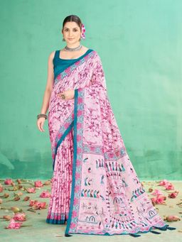 Garden VARELI - Maroon Printed Saree With Unstitched Blouse