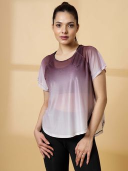 INVINCIBLE - Womens Yoga Training Mash T-Shirt Beige