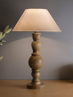Homesake - Wood Bubble Table Lamp White Cone Shade