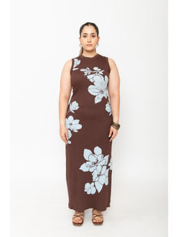 Contemponari - Brown Maltida Floral Printed Dress