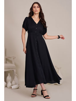 Torsha - Women's Black Solid Dress