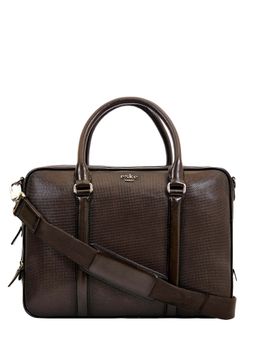 Eske - Harold Laptop Bag, Upto 17" Brown Hand-Stitched Perfo