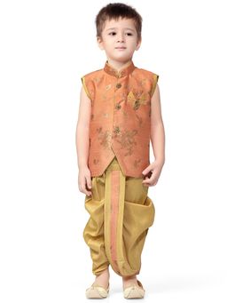Jeetethnics - Boys Orange Kurta Set With Dhoti Pants (Set of 2)